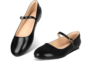 Viapipa Womens Mary Jane Shoes Comfortable Strap Flats Dressy Casual Ballet Flats Shoes Floral Buckle Round Toe Black Flats Shoes for Women