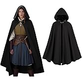 KDAFJLKD Women's Hooded Velvet Cloak, Renaissance Medieval Buckle Cape,Halloween Costume Cloak