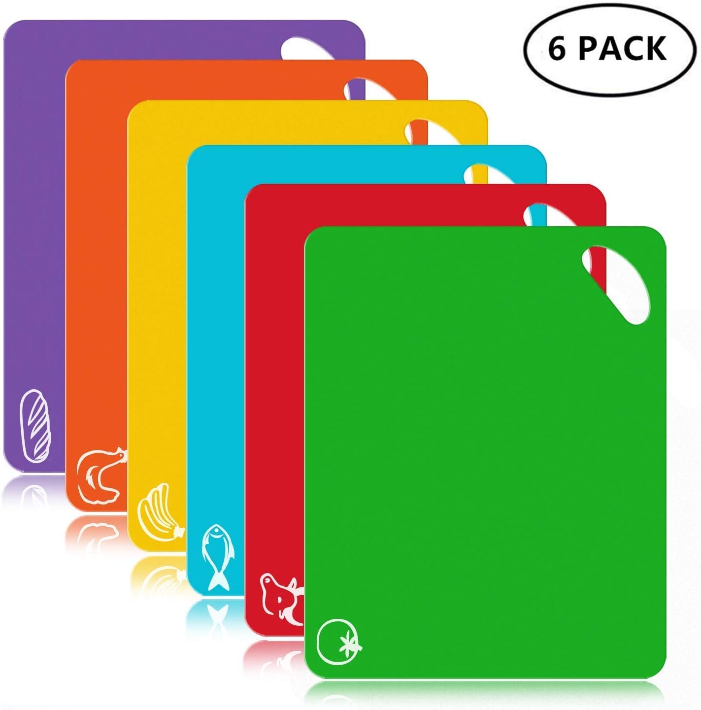 FUKTSYSM Plastic Cutting Board 6 Pcs Extra Thick Flexible