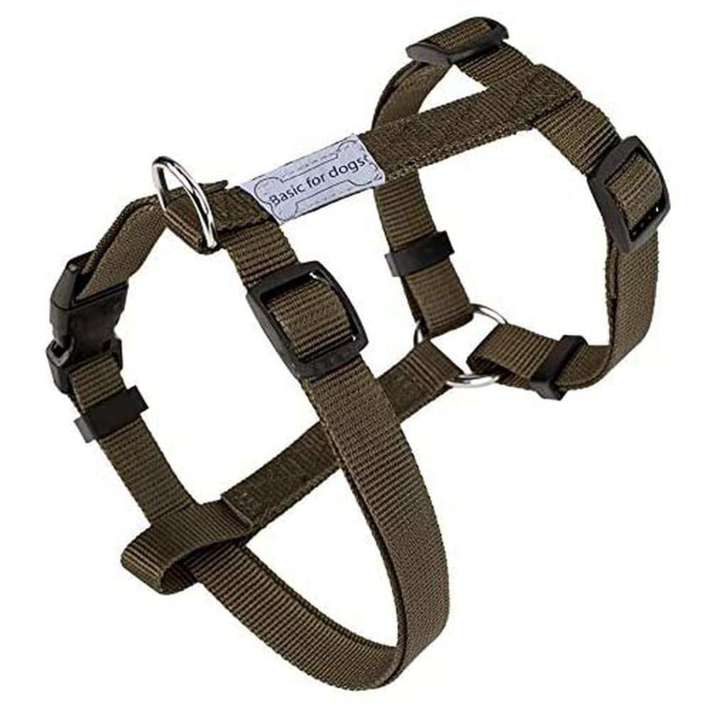 Wouapy Basic Line Harness for Dog, 40 mm Width/Thorax of 74/117 cm, Kaki Harness