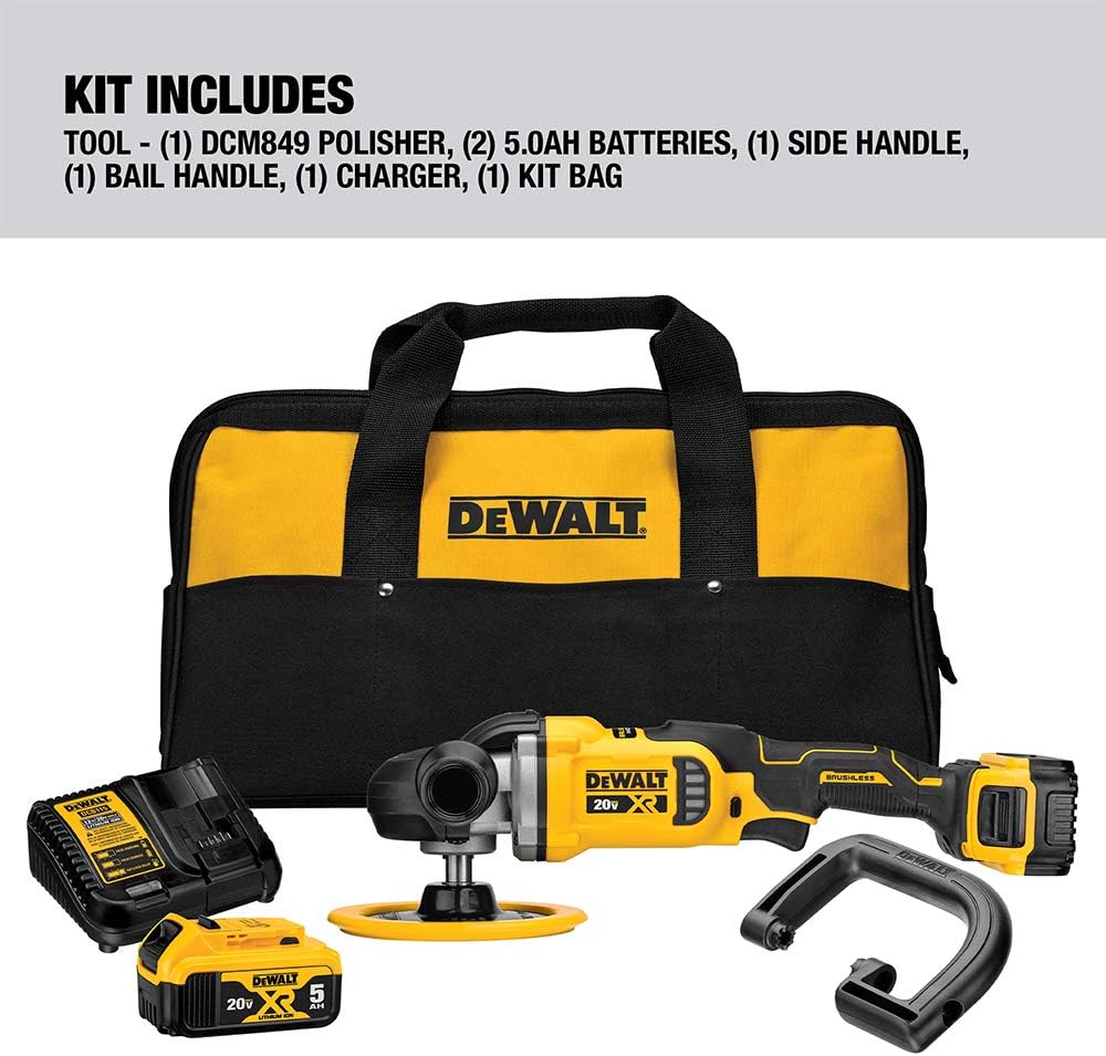 DEWALT Buffer/Polisher, Variable Speed, Soft Start, 7-Inch/9-Inch (DWP849X) - Power Polishing Tools - 