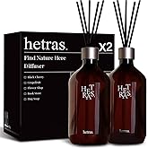 hetras Premium Reed Diffuser Set 16.9 fl.oz. 2 Pack | Hotel Wood - Luxurious Forest Scent | Long-Lasting Luxury Fragrance with 10 Reed Sticks for Home & Office | Gifts for Loved One