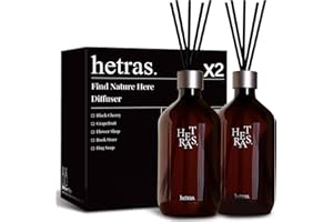 hetras Premium Reed Diffuser Set 16.9 fl.oz. 2 Pack | Flower Shop - Freesia & Rose Scent | Luxury Home Fragrance with 10 Reed