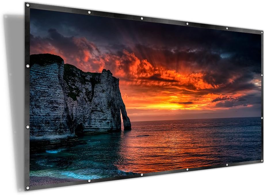 RELEE 100 inch Projector Screen 16:9 HD Foldable Anti-Crease Outdoor Indoor Portable Projection Movies Screen for Home Theater Support Double Sided Projection (100inch)