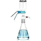 QWORK Glass Vacuum Filtration Set, 1000 mL Flask &amp; 300 mL Funnel &ndash; 10 &mu;m Pore for Lab Liquid Clarification, Sample Prep &amp; Solvent Filtration