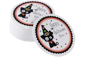 BinaryABC Halloween Party Favor Gift Tags Baking Biscuit Candy Treats Bags Boxes Paper Tags Labels(48-50pcs)