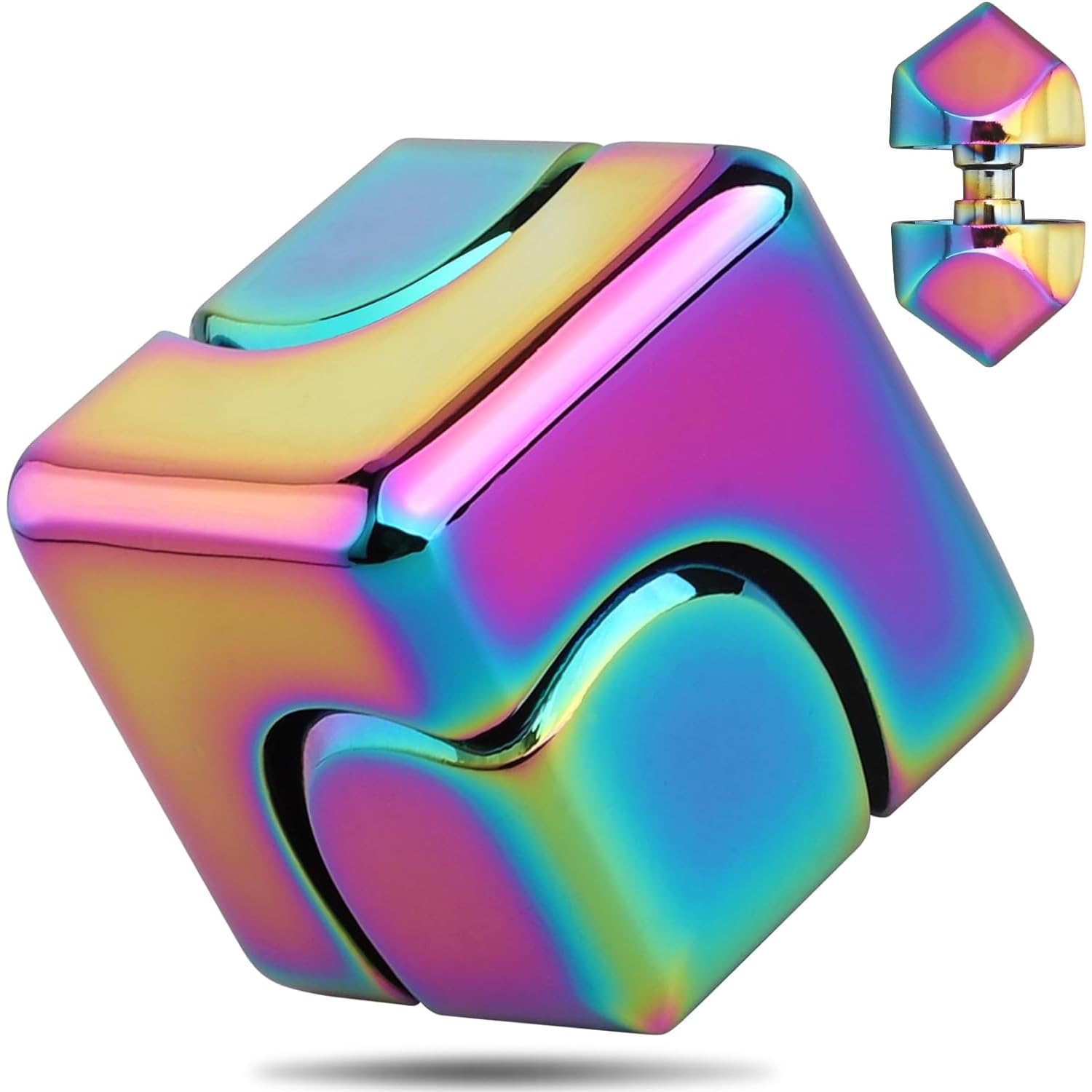 Fidget Cube, Spinner for Adults, Gadgets Desk Office Toys, Sensory Leisure Stress Relief Tabletop Toy - Gift for Kids/Girls/Teens and Men - Rainbow