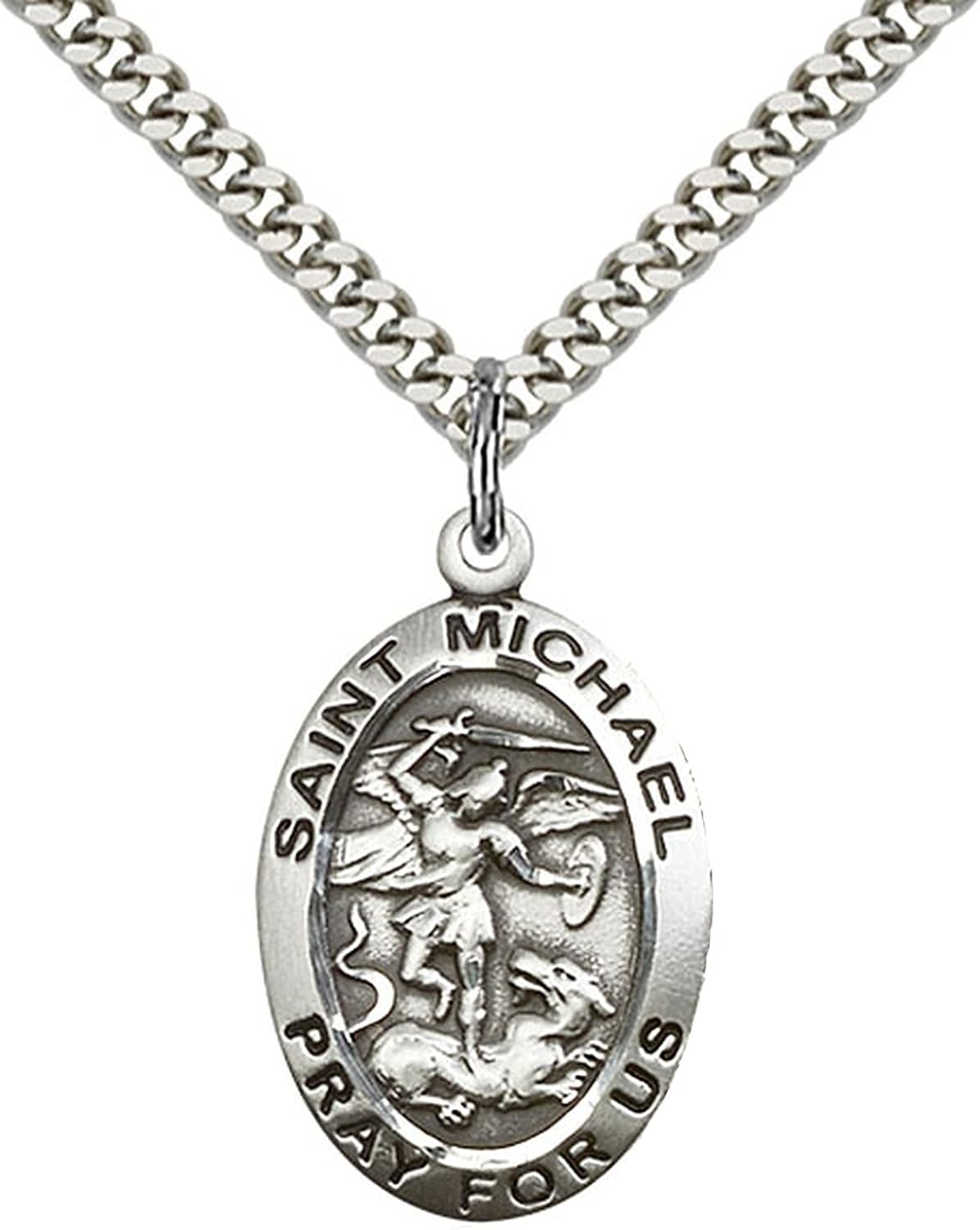 Pewter St. Michael the Archangel Pendant 1 x 5/8 Inches with Stainless Steel Chain Amazon.ca