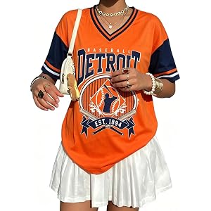 Baseball Jersey Women Oversized V-Neck Baseball Mom Shirts Streak Short Game Day Sleeve Tee Tops
