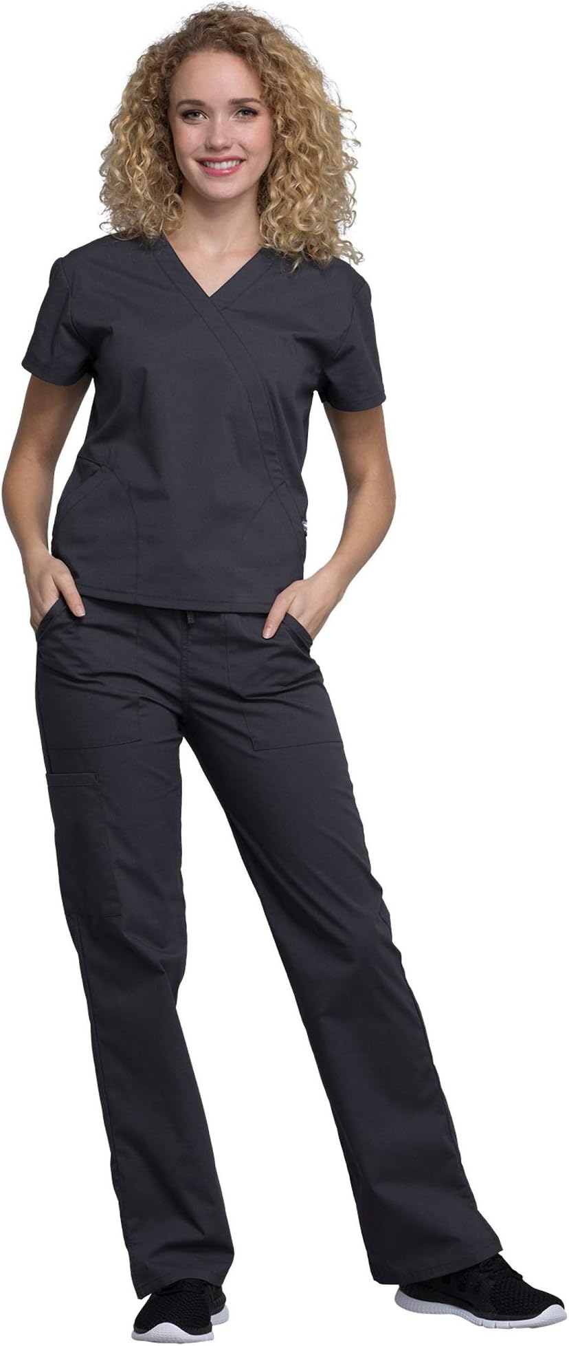 Cherokee Workwear Professionals Women's Scrub Set Bundle - WW705 Mock Wrap Top & WW160 Drawstring Pant