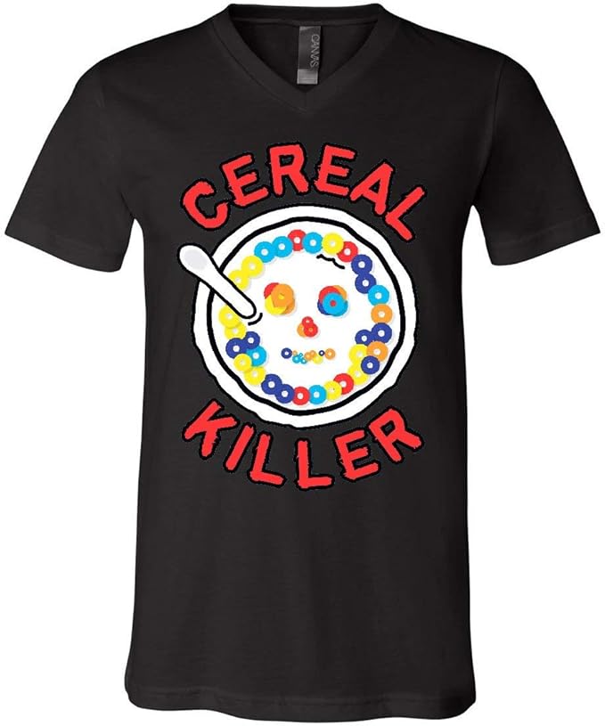 Cereal Killer VNeck TShirt Funny Breakfast Morning Meal Serial Killer