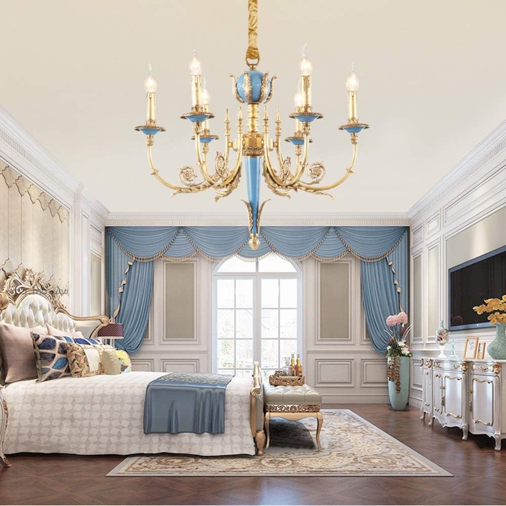 YiCan Chandelier - European Copper Chandeliers, French Study, Dining Room, Bedroom, Living Room Chandelier -66 * 58cm Chandelier
