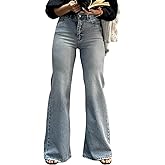 Women's Flare High Waisted Bell Bottom Wide Leg Jeans Stretch Classic Denim Pants