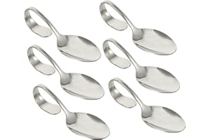 ABOOFAN 6-Pack Stainless Steel Curved Handle Spoons Rustproof Serving Spoon Set for Salad and Buffet for Western Cuisine