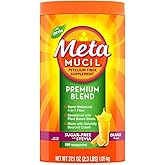 Metamucil Premium Blend, 4-in-1 Fiber Supplement for Digestive Health, Psyllium Husk Fiber Powder, Sugar-Free with Stevia, Plant-Based Fiber Supplement, Orange Flavored, 180 teaspoons