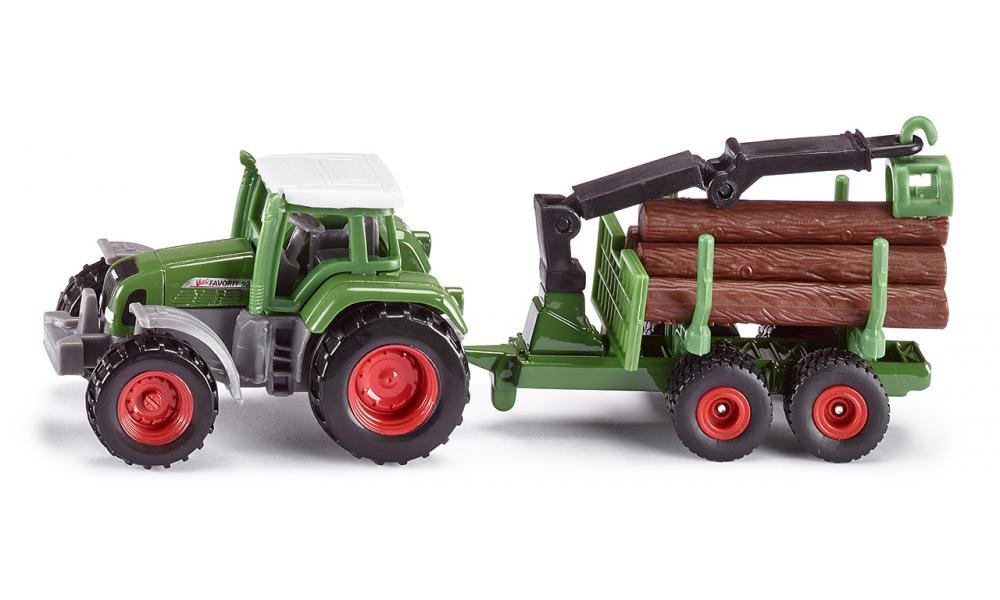 siku 1645, Tractor with Forestry Trailer, Metal,Plastic, Green, Incl. 6 logs, Versatile — image 1