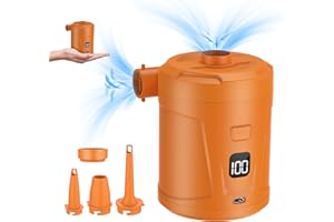 dskaoo 5200mAh Electric Air Pump for Inflatables, Air Mattress Pump Portable with LED Display Screen & 4 Nozzles, Inflator/Deflator Pumps for Pool, Paddle Boats, Camping, Swimming Ring