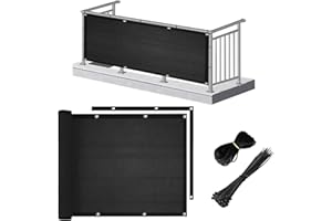 3'x16.4' Charcoal Balcony Privacy Screen Fence Cover, HDPE Material 90% UV Protection Weather-Resistant, Shield for Patio,Out