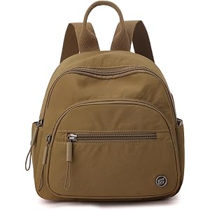 Mini Backpack for Women, Small Lightweight Travel Backpack Purse (Brown) | Casual Nylon Daypack, Work Bag, Cute Water-Resista