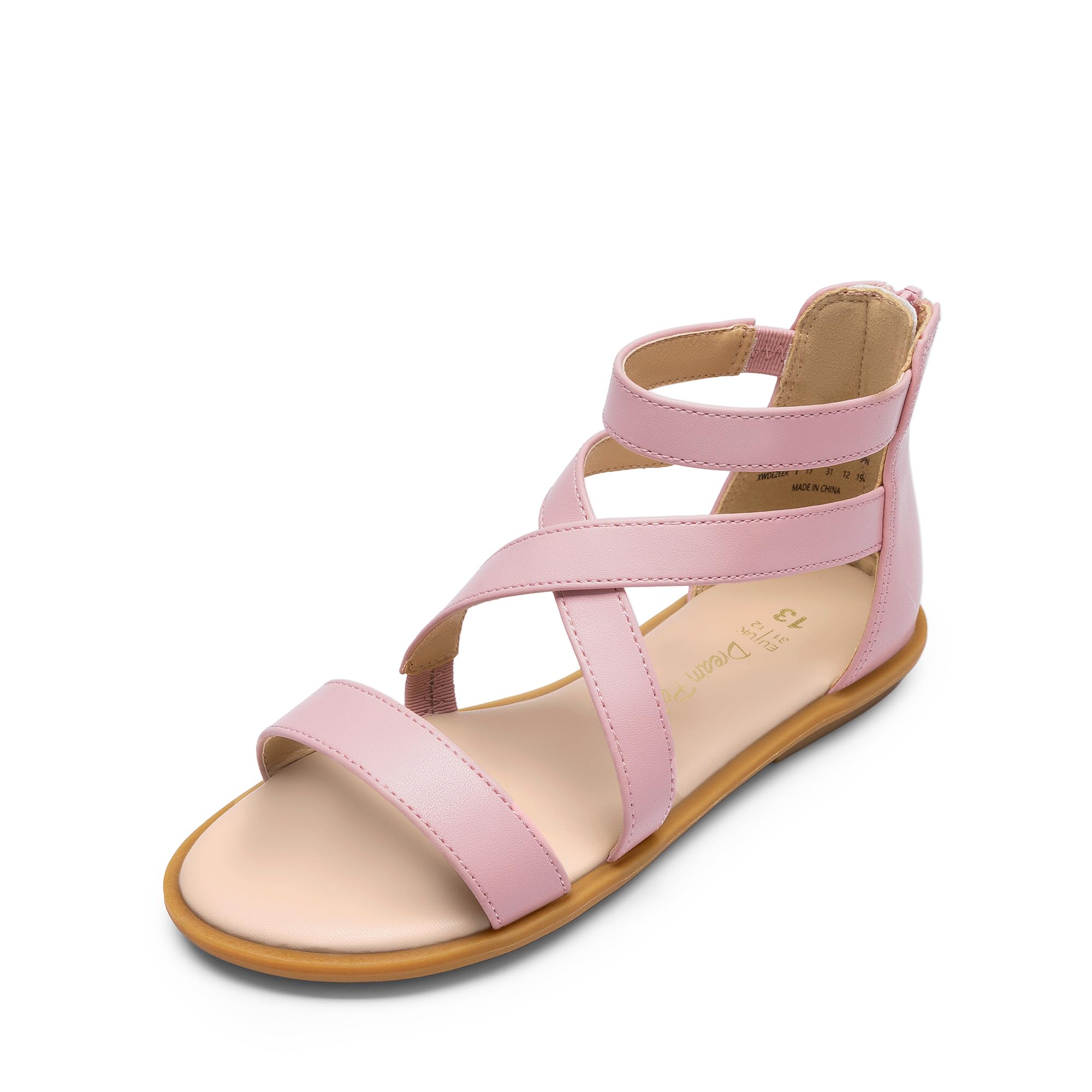 Photo 1 of DREAM PAIRS Girls Gladiator Sandals with Zipper Strappy Sandals Toddler/Little Kid/Big Kid,Size 2 Little Kid,Pink,SDSD2215KLPNNC5TJLCX93
