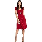 R&M Richards Women's Metallic Foil Print Bodycon Dress W/Draped Capelet - Knee-Length Cocktail Party Outfit