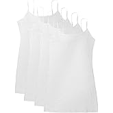 Active Basic Women's Basic Casual Plain Camisole Cami Top Tank Junior and Plus Sizes - 4 Pack Pack Deal