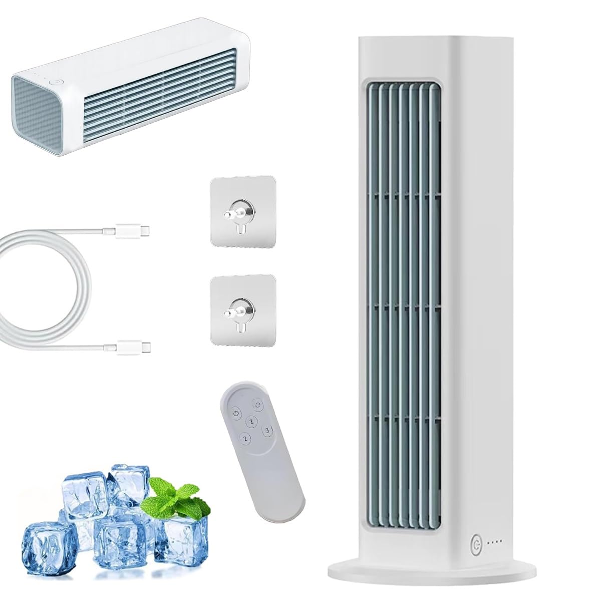 Breezamax Ac, Breezamax Air Conditioner, Portable Fast Cooling Low Energy Consumption Air Cooler with Three Wind Speeds, Ultra Quiet Rechargeable Breeza Max Ac Bedroom Office Home(White,Charging)