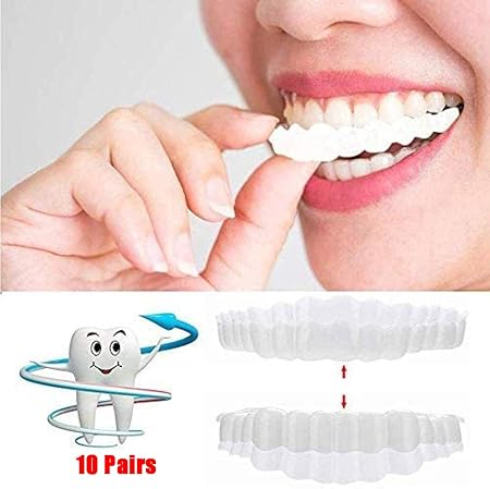 Ftnjg 10 Paia Protesi Dentaria Superiore E Inferiore Denti Cosmetici Sorriso Bianchi Alta Qualita Perfetto Dentiera Copri Accessori Per La Cura Dentale Amazon It Sport E Tempo Libero