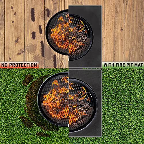Black 40X40 Inch Fire Proof Mat for Under Fire Pit. 3 Layers Double Sided Squared Fire Pit Pad