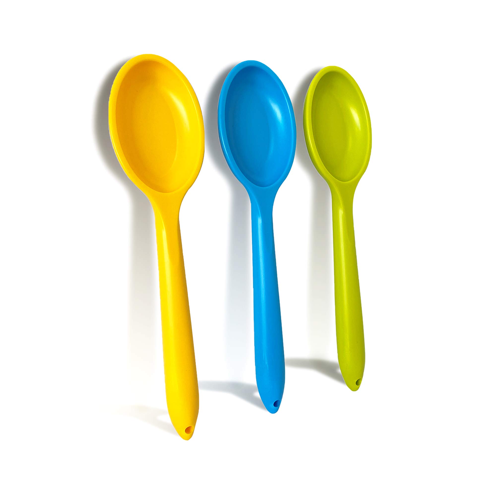 Mixing Spoon | Beautifully Coloured & Perfect for Mixing, Baking, Serving. Great for Both Adult & Kids Kitchens – Set of 3 Green, Yellow, Light Blue