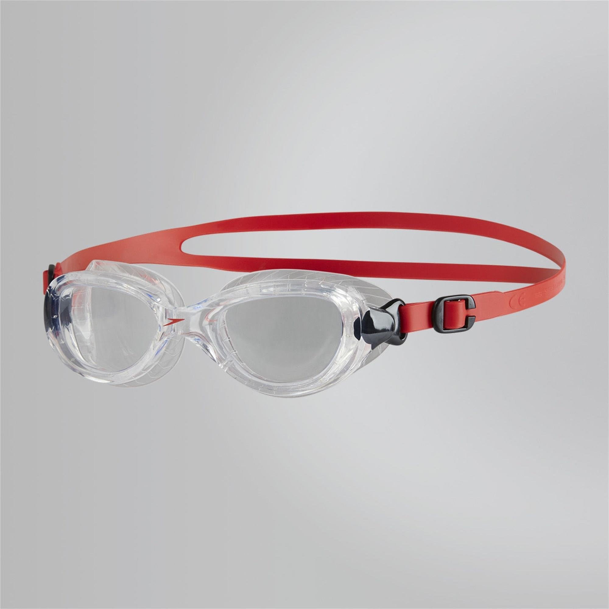 Speedo Unisex-Youth Futura Classic Swimming Goggles | Anti-fog | Anti-leak Goggles, Lava Red/Clear, One Size