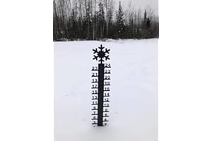 LIVEGO Iron Art Snow Gauge, 24inch Snowflake Snow Gauge, Outdoor Measuring Gauge, Metal Detachable Snow Measuring Stick, Rain Gauge Garden Stakes for Yard, Lawn & Garden, Easy to Read, Waterproof (Snowflake)