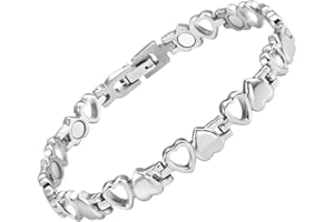 Willis Judd Womens Love Heart Titanium Magnetic Therapy Bracelet Adjustable