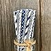Paper Straws - Navy Blue and White - Stripe Chevron Polka Dot - 7.75 Inches - 100 Pack - Outside the Box Papers Brand