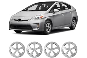 HAWKLEY 15 Inch Hubcaps Set of 4 Silver Lacquer Wheel Rims Cover R15 for Toyota Prius 2010-2015, ABS & PC Material Wheel Tire Covers Snap On Automotive Accessories for Toyota Prius 2010-2015(4-Packs,15-Inch)