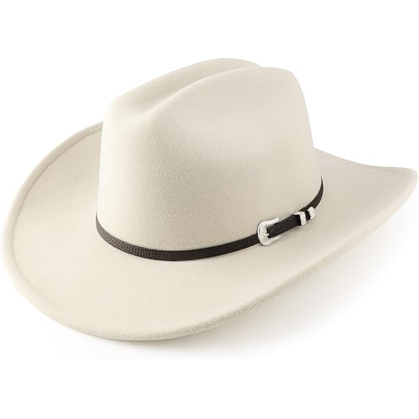 MTKCM White Cowgirl Hats Pinched Wide Brim Cowboy Hat for  display picture 3