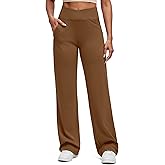 G4Free BareFeel Yoga Pants with Zipper Pockets for Women High Stretch Wide Leg Cross Waist Casual Trousers 29"/31"/33"