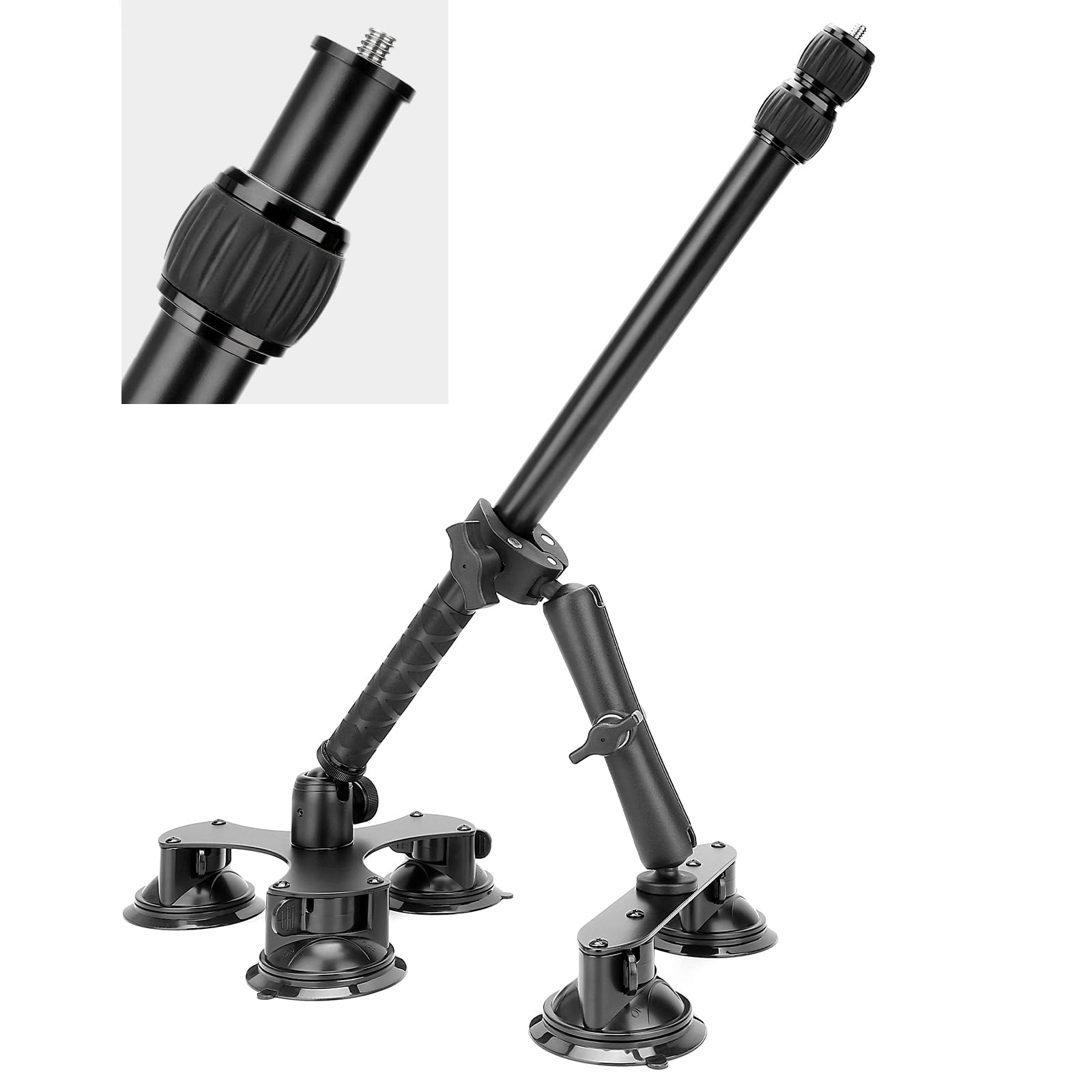 Support Caméra Pare-Brise Moto - Compatible GoPro 12-3, Insta360, DJI Osmo - Pince Aluminium Avec Sangle Sécurité