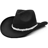 WQWOVRVO Cowboy Hat,Cowgirl Hat,Cowboy Hats for Women Men Western Cowgirl Hats White/Black