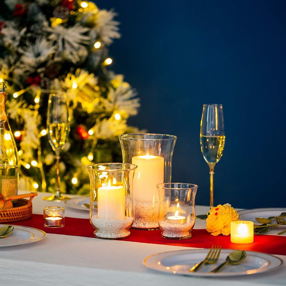 Glass Candle Holder 1 Set(3Pcs) Hurricane Candleholder Multiple Uses for Pillar Votive Tealight Floating Candle, Flower Vase, Terrarium Planter – Perfect as a Wedding Centerpieces Home Decoration: Kitchen & Dining