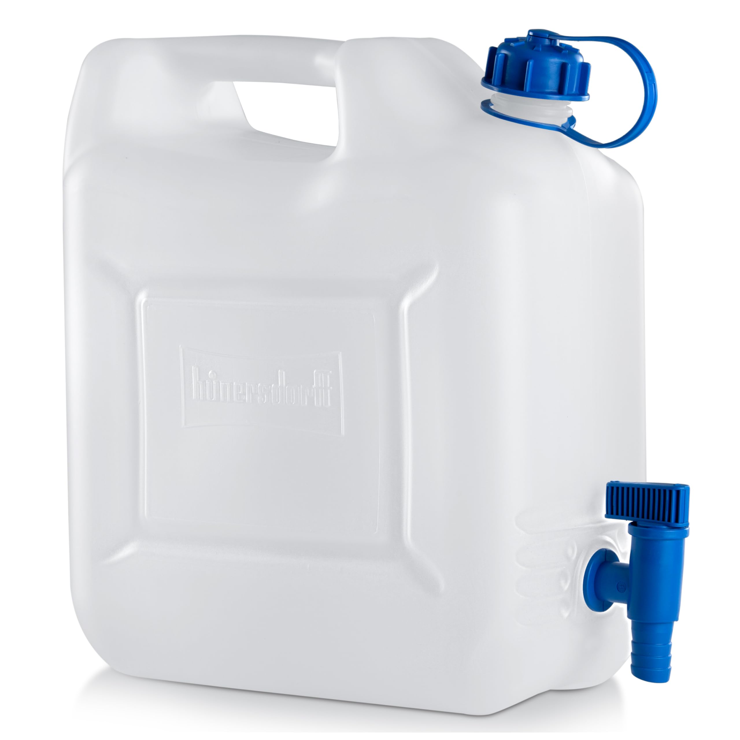 Hünersdorff 817500 ECO water jug ​​with fixed drain cock / water spout, 10 L (12 L max), White/Blue