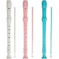 Soprano Recorder Descant Flauta Recorder 8 Hole ABS Clarinet German Style Treble flute C Key for Kids Children With Fingering Chart Instructions with Cleaning Rod Bag 3 pack