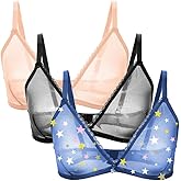 varsmiss Women Sheer Mesh Transparent Unlined Bra Sexy Wireless Underwear