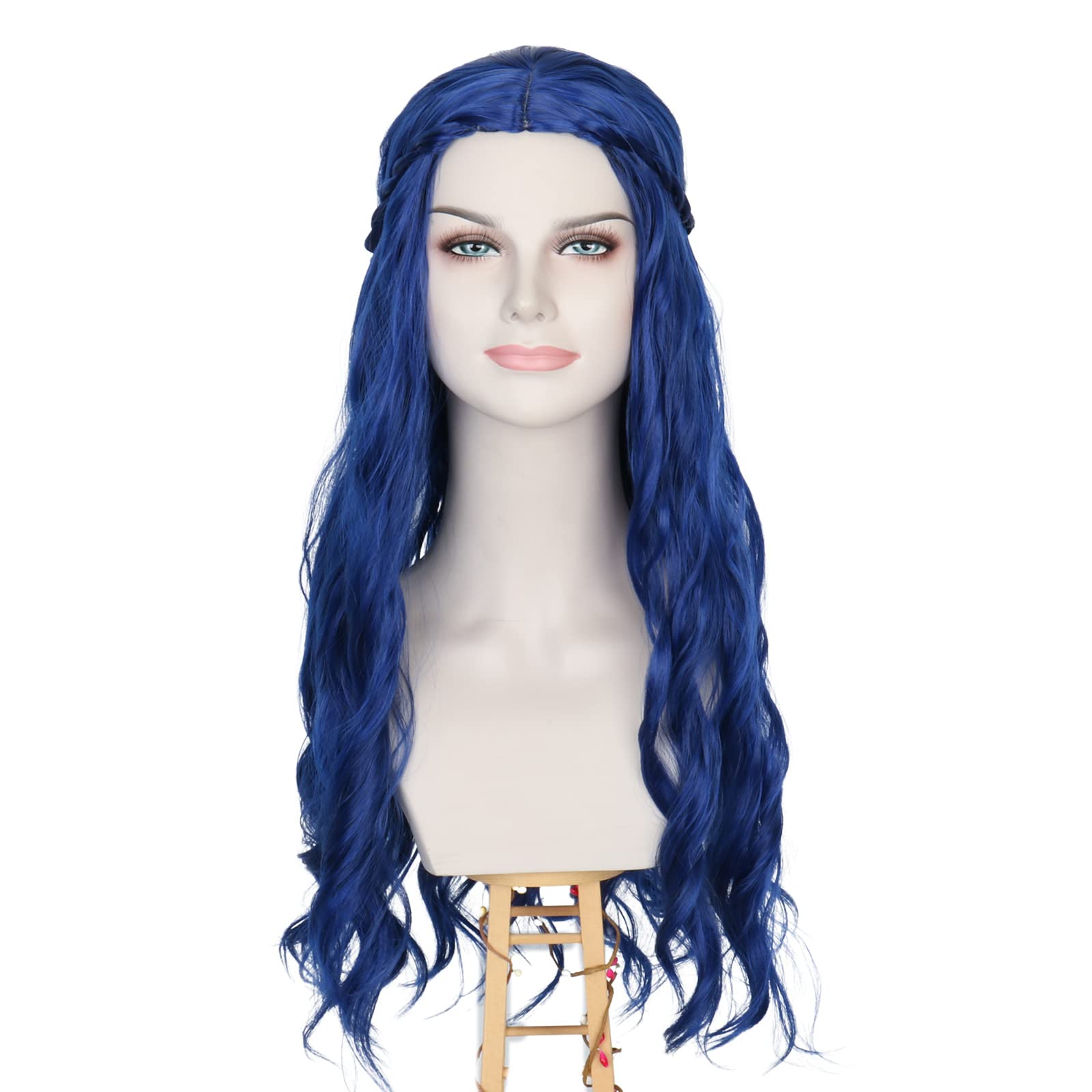 Photo 1 of Miss U Hair Long Wavy Dark Blue Wig for Women Middle Party Mermaid Wig Halloween Cosplay
