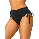 Zmart Womens High Waist Bikini Bottoms - Tie Side Full Coverage Bathing Suit Bottom String Swimsuit