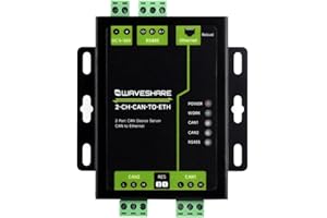 Waveshare Industrial Grade 2-Ch CAN to Ethernet Server, 2-Ch CAN + RS485 + Ethernet Port, Supports CAN Repeater/CAN to RS485,