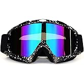 ADCGank Motorcycle Goggles Dirt Bike Motocross ATV Goggles Off RoadFit Over Glasses for Man Women Youth Adult Black White