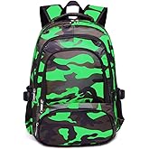 BLUEFAIRY Kids Backpacks for Boys Girls Elementary Primary Middle School Bookbags Back to School Bags for Childs Age 6-8 Mochilas Escolares para Niños Niñas 17 Inch Black/Green