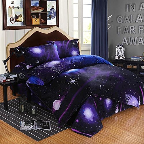 HomeBlove 3d Galaxy Duvet Covers Bedding Sets, Twin/Full Comforter Cover Galaxy Bedding Sets 4 Pieces, 1 Duvet Cover, 1 Flat Sheet, 2 Pillowcases (Full, Galaxy-5)