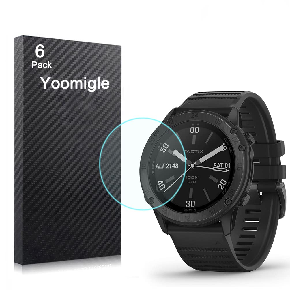 Yoomigle 6 Pack Compatible with Garmin Tactix Delta Screen Protector Film for Tactix Delta Sapphire Smart Watch Screen Protectors Cover Foils Crystal Clear HD Anti-Scratch Anti-Fingerprint
